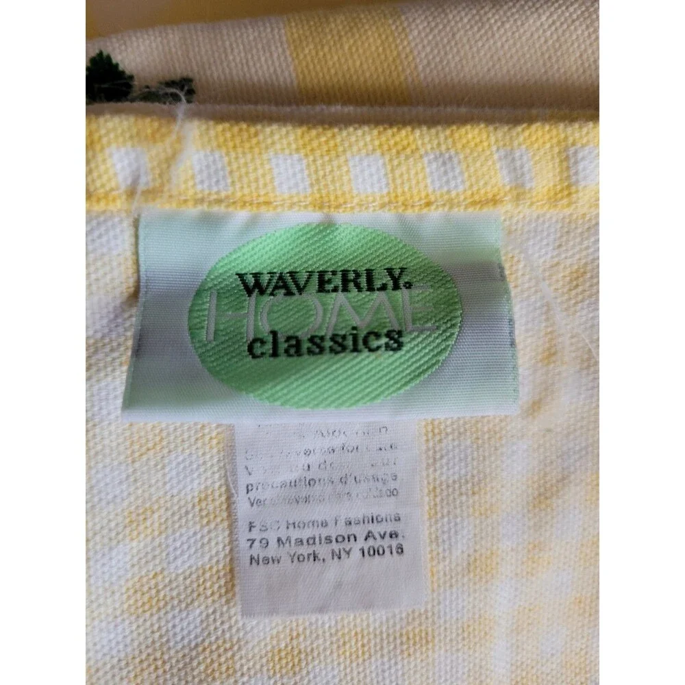 2 Waverly Pastoral Valance Botanical Yellow Gingham Butterfly Leaves 78 x 15